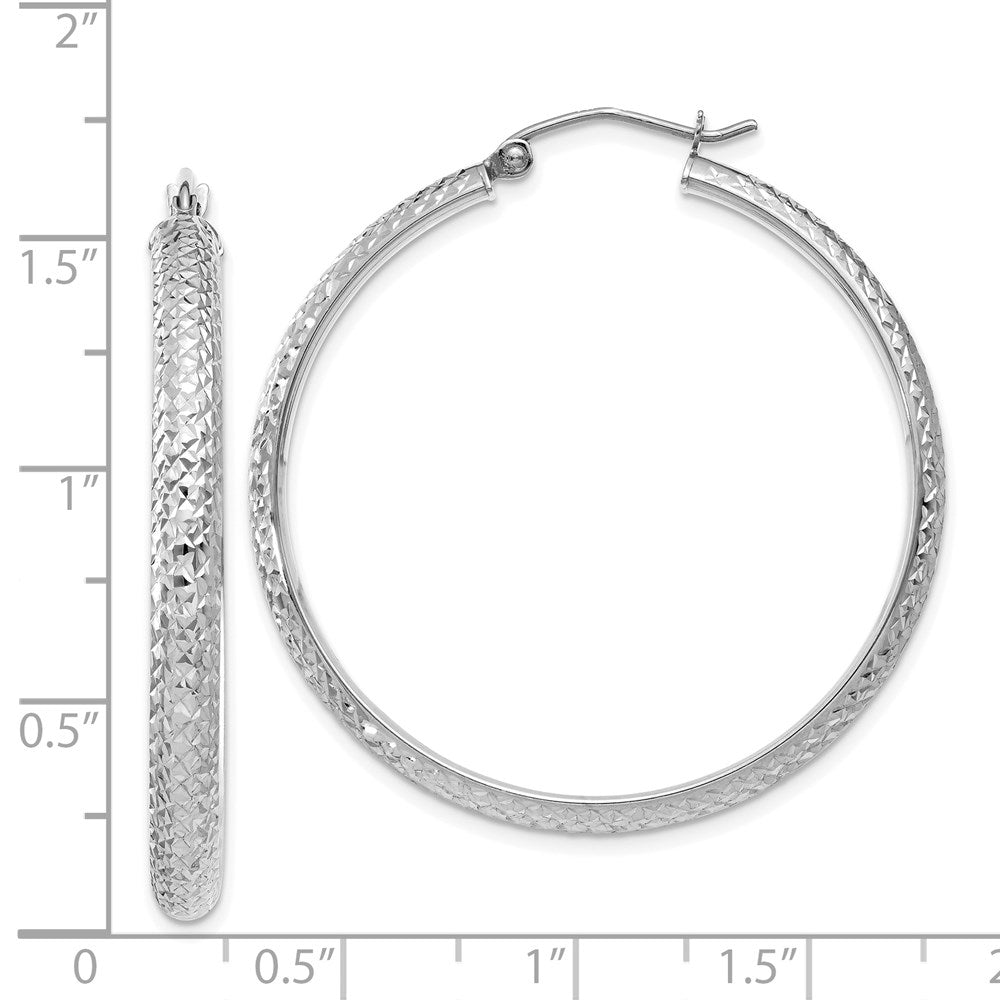 14k White Gold 3.5 mm Hollow Hoop Earrings (2.8 grams)