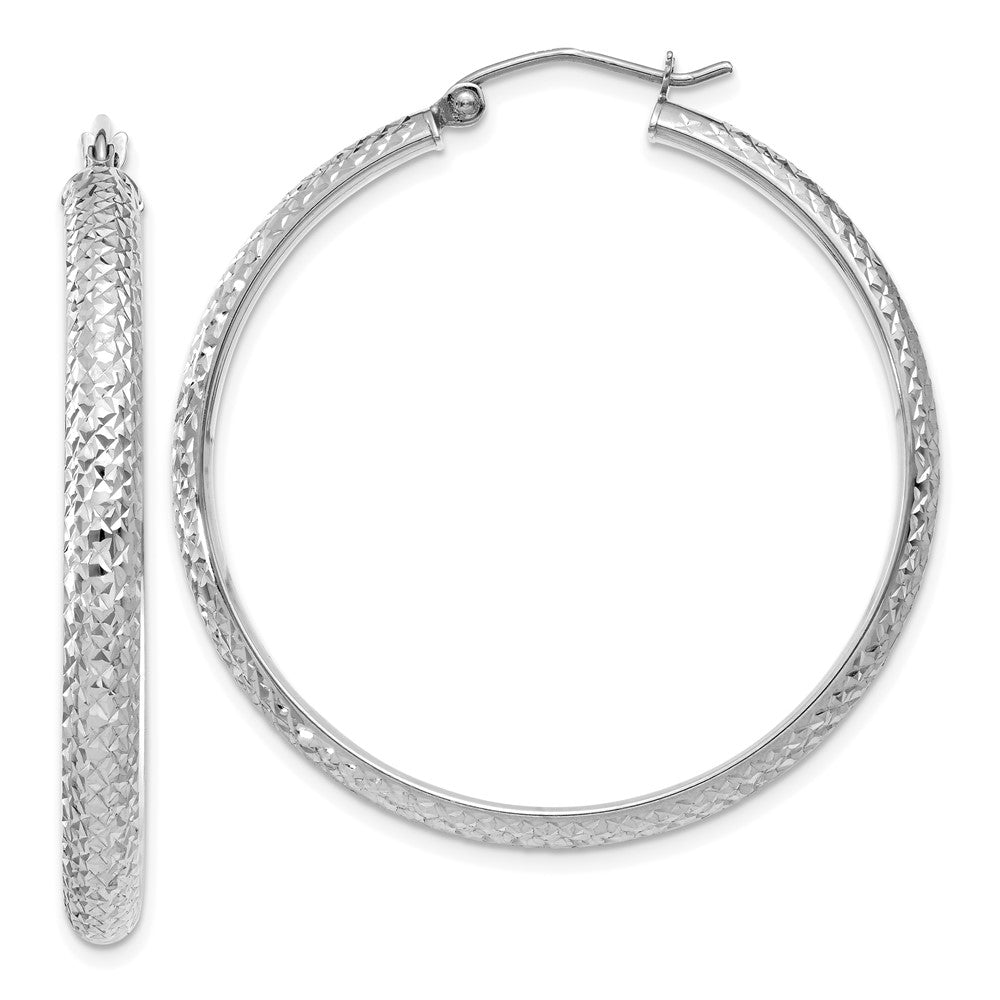 14k White Gold 3.5 mm Hollow Hoop Earrings (2.8 grams)