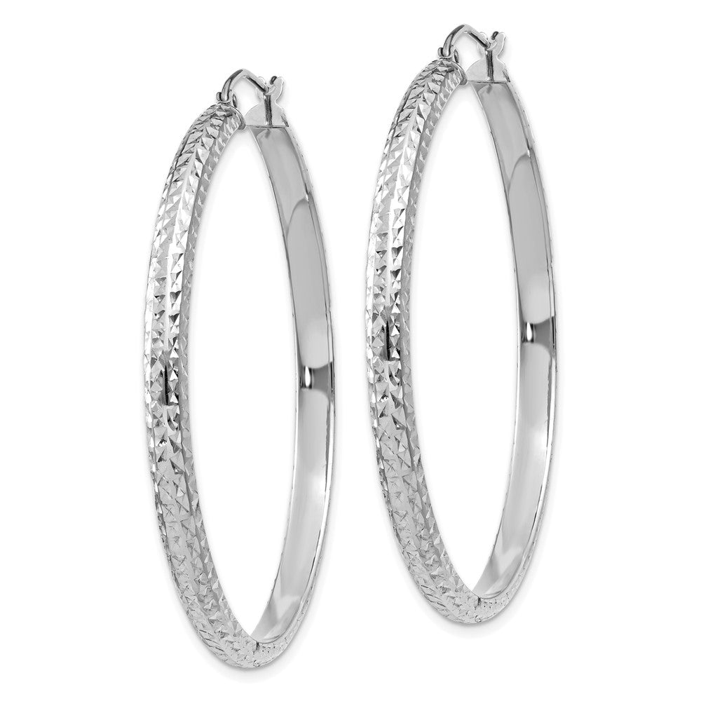 14k White Gold 3.5 mm Hollow Hoop Earrings (3.33 grams)