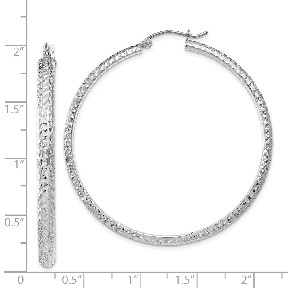 14k White Gold 3.5 mm Hollow Hoop Earrings (3.33 grams)