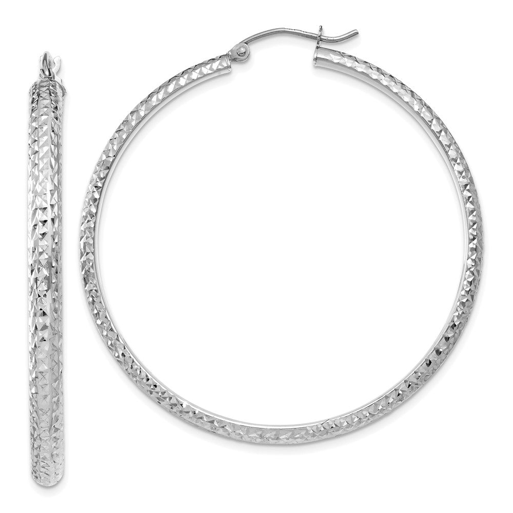 14k White Gold 3.5 mm Hollow Hoop Earrings (3.33 grams)