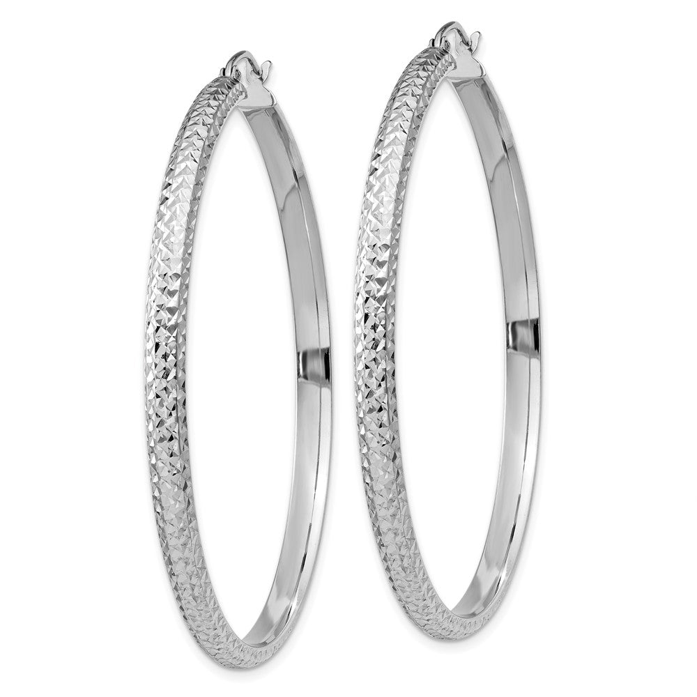 14k White Gold 3.5 mm Hollow Hoop Earrings (4.17 grams)