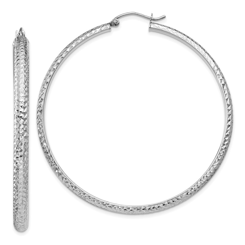 14k White Gold 3.5 mm Hollow Hoop Earrings (4.17 grams)