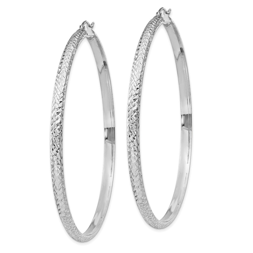 14k White Gold 3.5 mm Hollow Hoop Earrings (5.3 grams)
