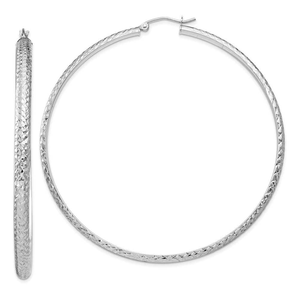 14k White Gold 3.5 mm Hollow Hoop Earrings (5.3 grams)