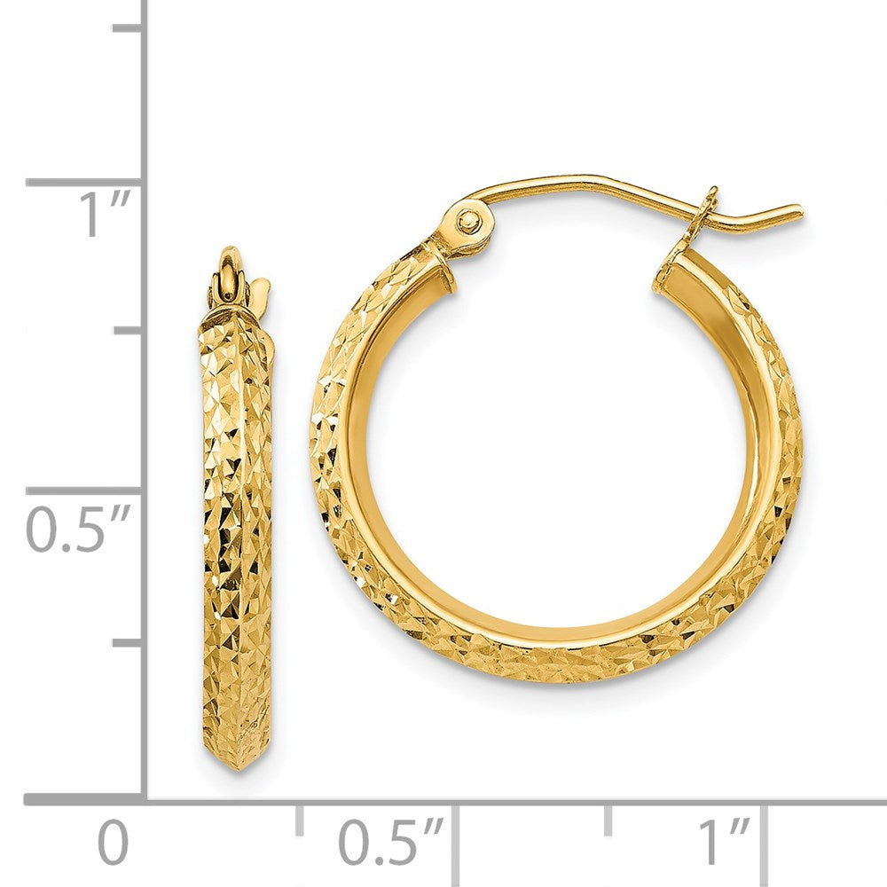 14k Yellow Gold 2.5 mm Hollow Hoop Earrings (1.43 grams)