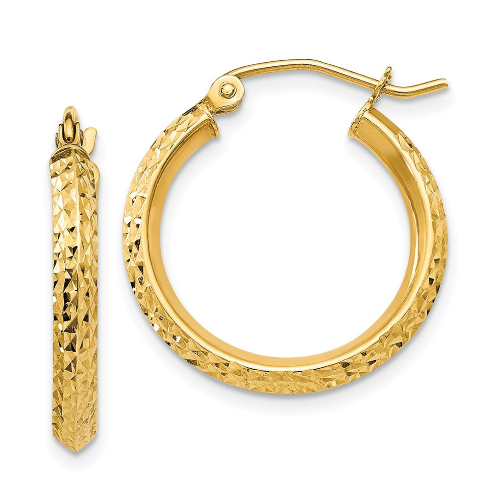 14k Yellow Gold 2.5 mm Hollow Hoop Earrings