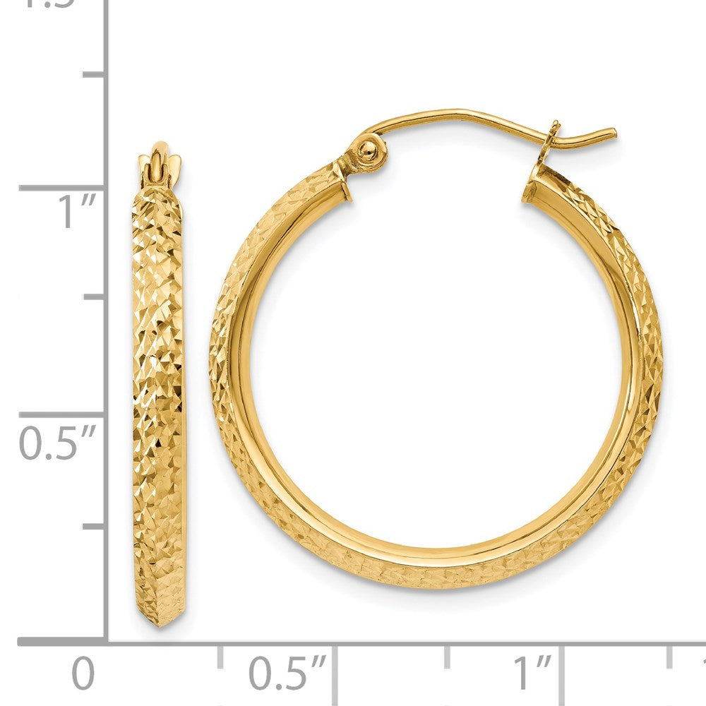 14k Yellow Gold 2.5 mm Hollow Hoop Earrings (1.75 grams)