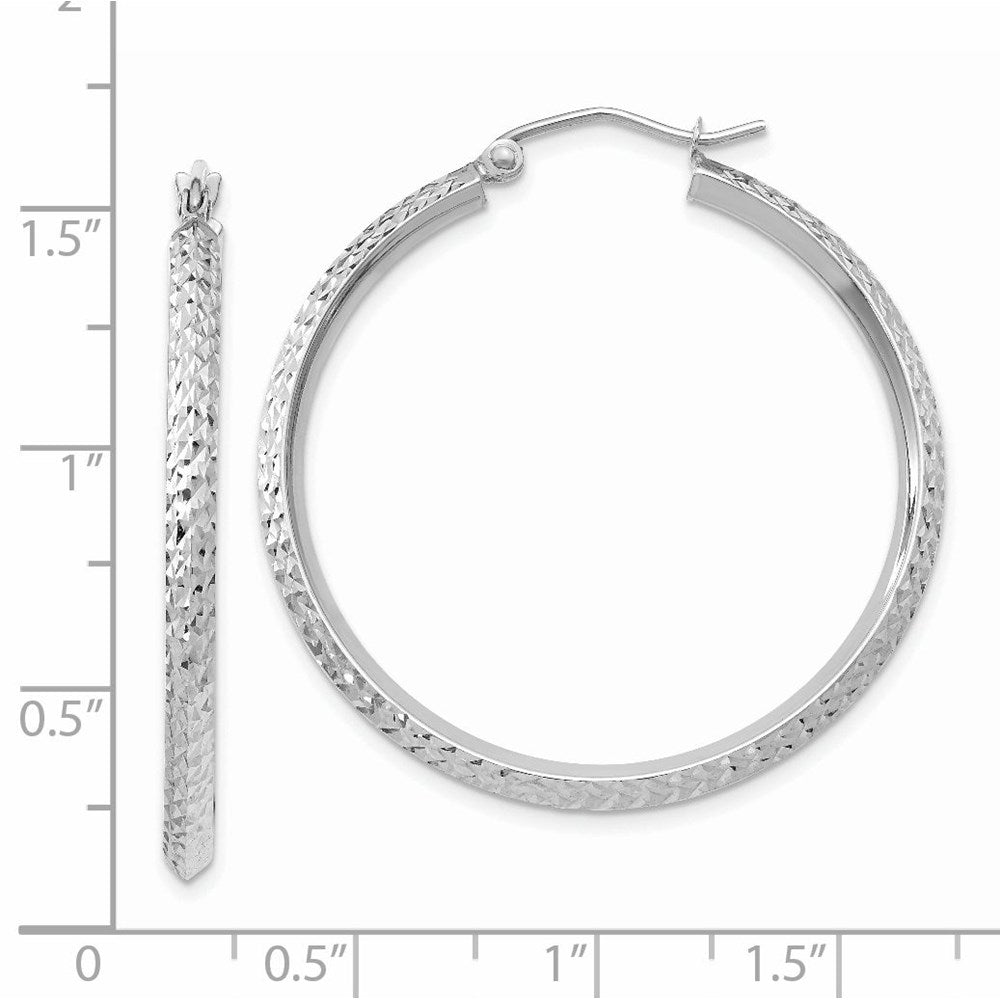 14k White Gold 2.5 mm Hoop Earrings (2.57 grams)