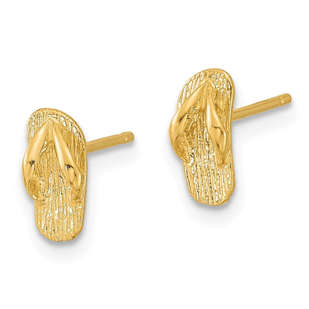 14k Yellow Gold 4 mm Polished Flip Flop Post Earrings (0.94 grams)