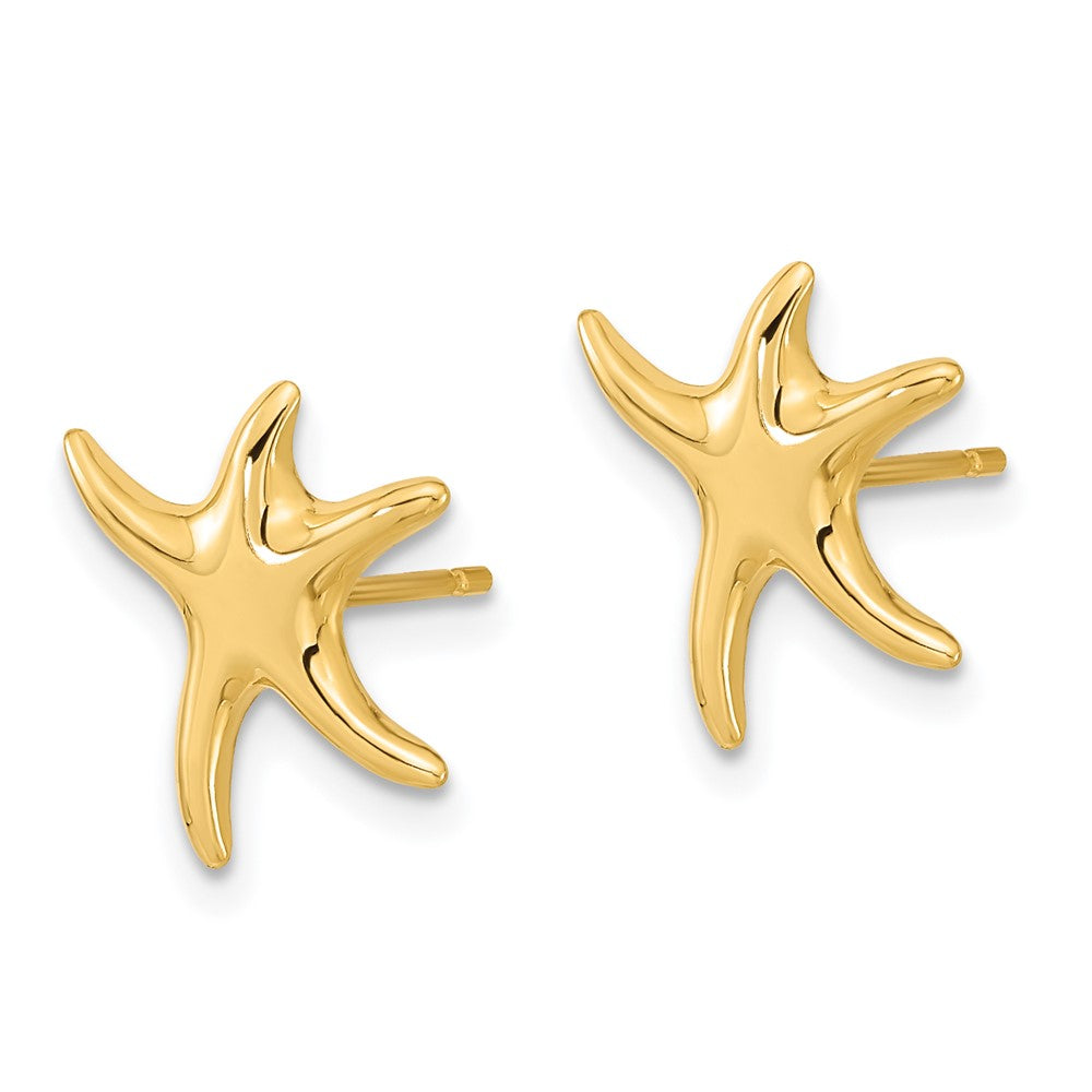 14k Yellow Gold 11 mm Polished Starfish Post Earrings (1.3 grams)