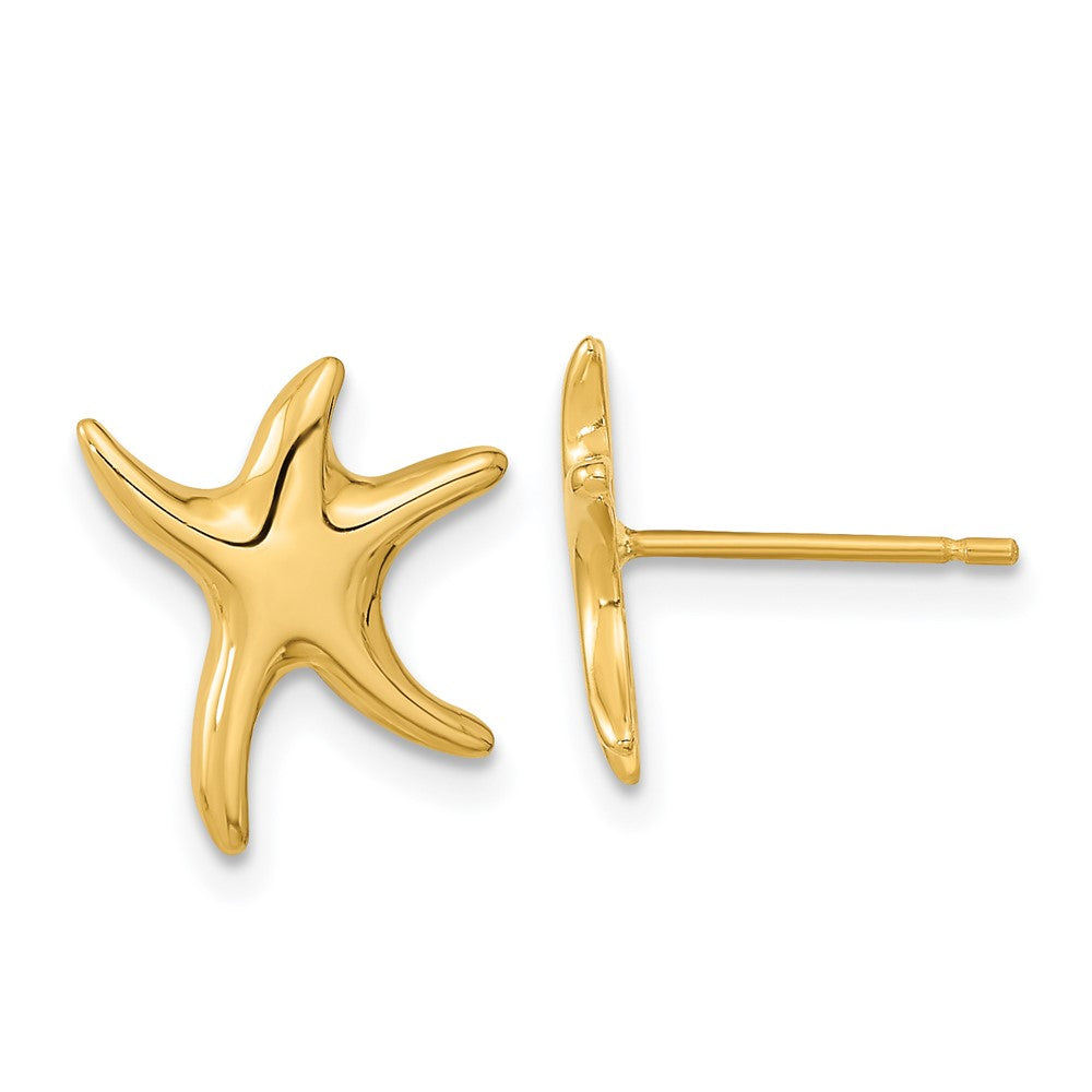 14k Yellow Gold 11 mm Polished Starfish Post Earrings (1.3 grams)