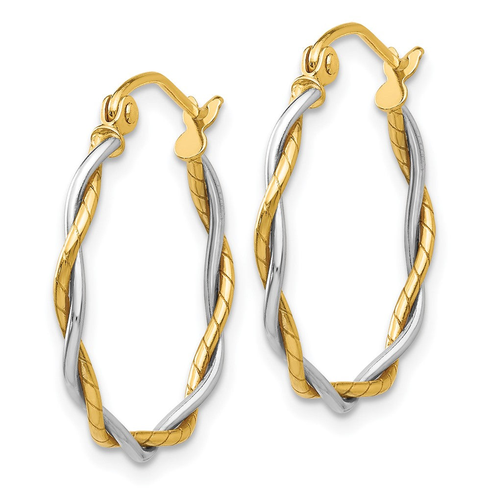 14k Two-tone 21.5 mm Twisted Hoop Earrings (1.29 grams)