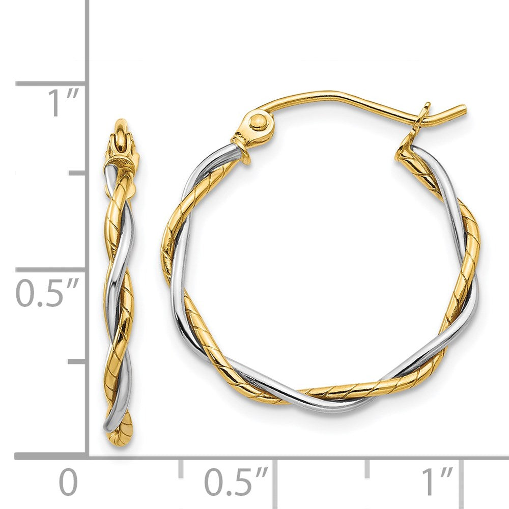 14k Two-tone 21.5 mm Twisted Hoop Earrings (1.29 grams)