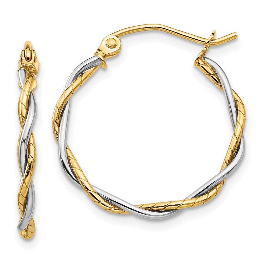 14k Two-tone 21.5 mm Twisted Hoop Earrings (1.29 grams)