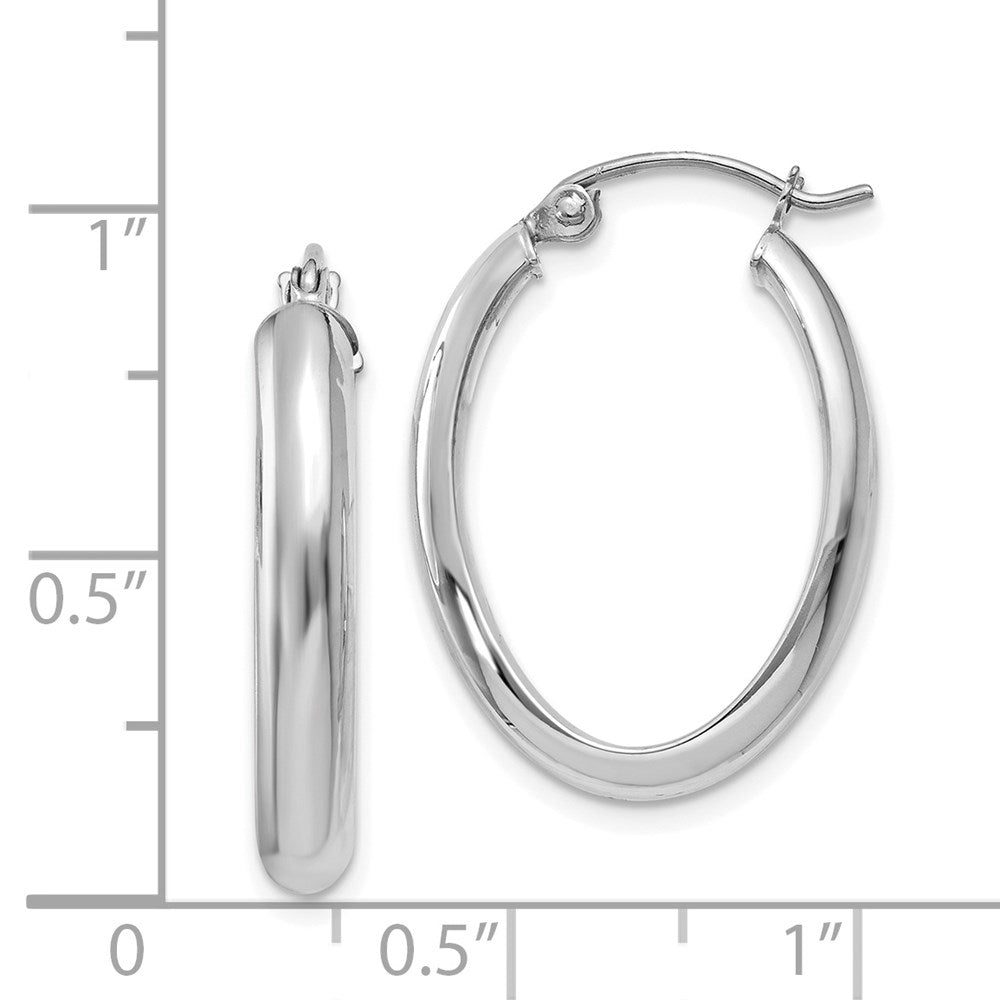 14k White Gold 17 mm Oval Hoop Earrings (1.46 grams)