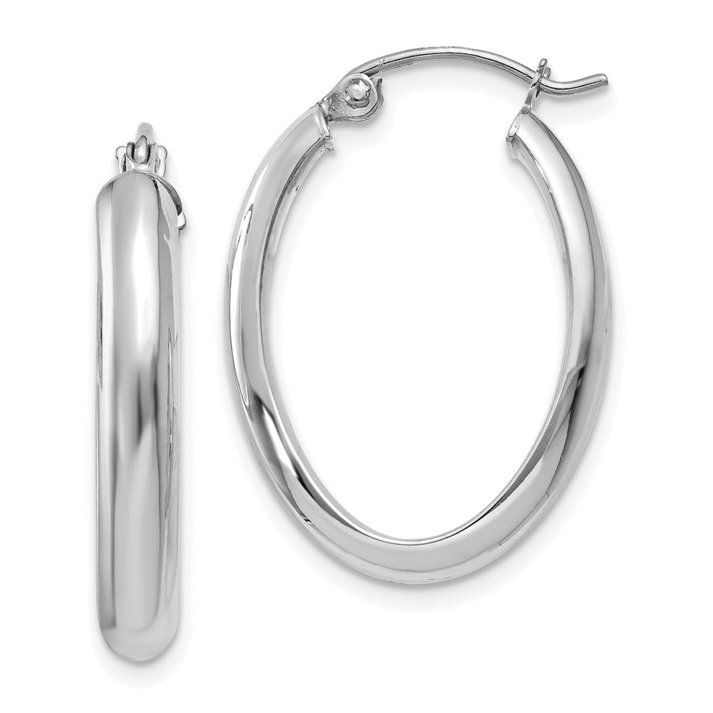 14k White Gold 17 mm Oval Hoop Earrings (1.46 grams)