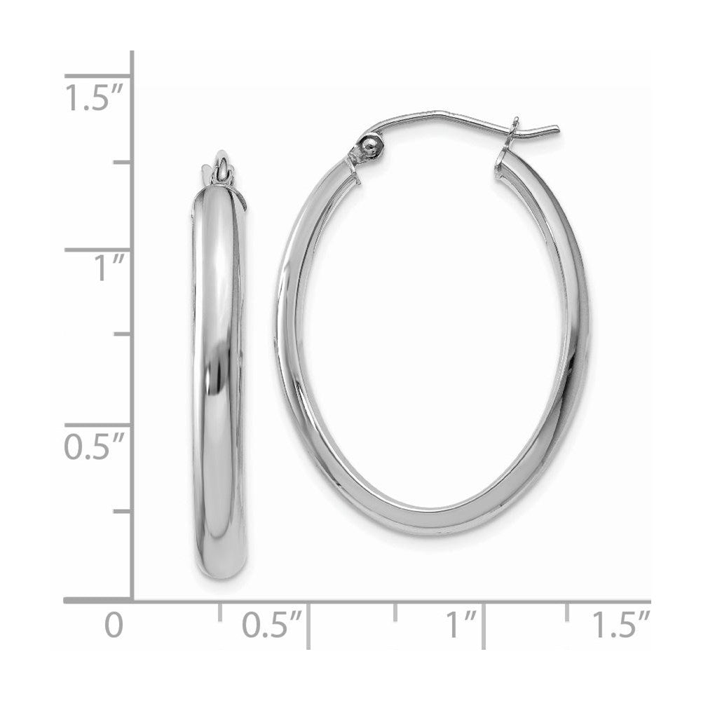 14k White Gold 22 mm Oval Hoop Earrings (2.22 grams)