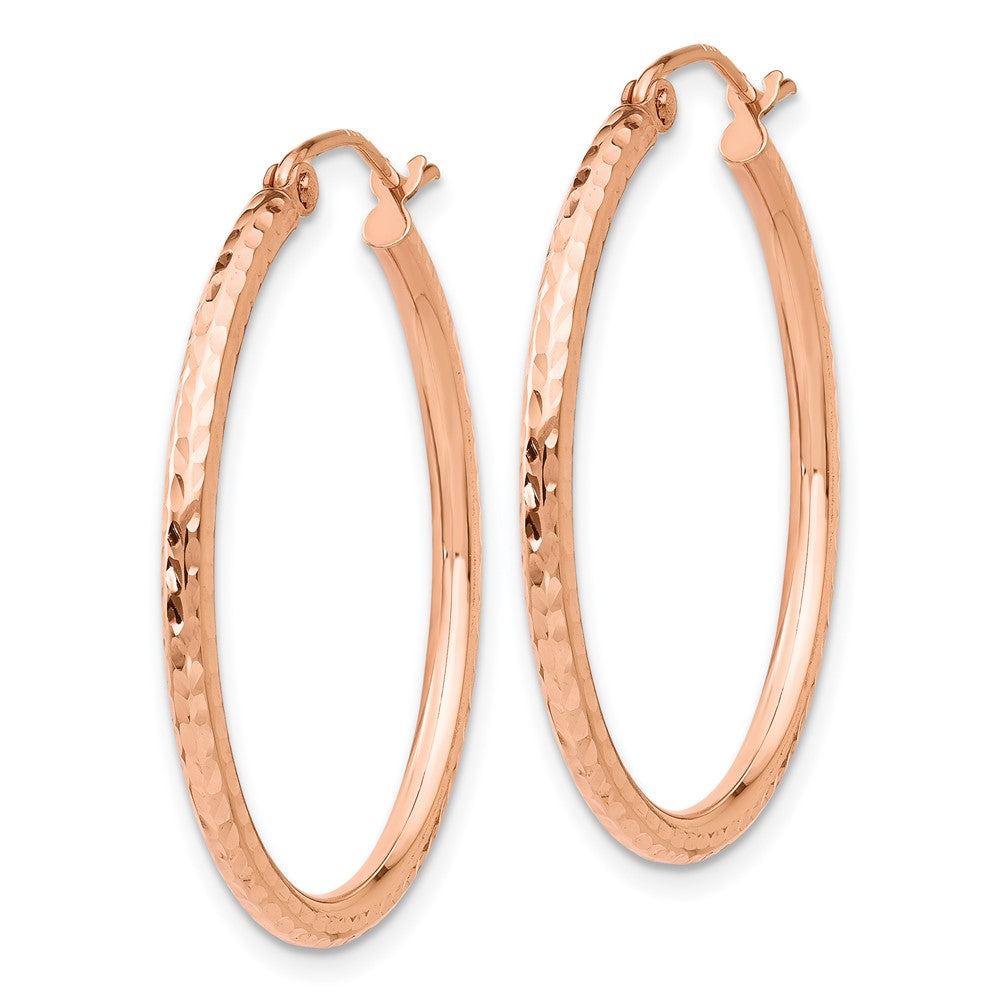 14k Rose Gold 2 mm Diamond-cut Polished Hoop Earrings (1.45 grams)