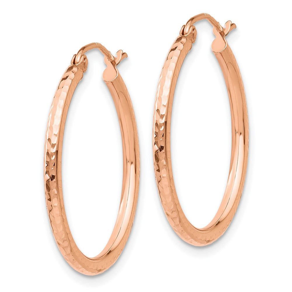 14k Rose Gold 2 mm Diamond-cut Polished Hoop Earrings (1.17 grams)