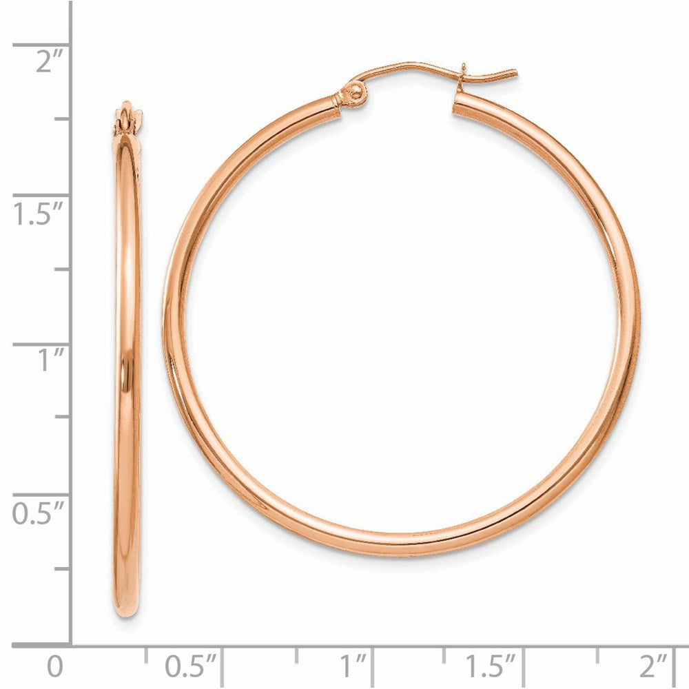 14k Rose Gold 2 mm Lightweight Tube Hoop Earrings (2.3 grams)