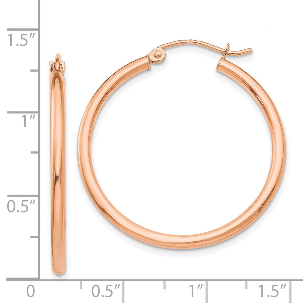 14k Rose Gold 2 mm Lightweight Tube Hoop Earrings (1.64 grams)