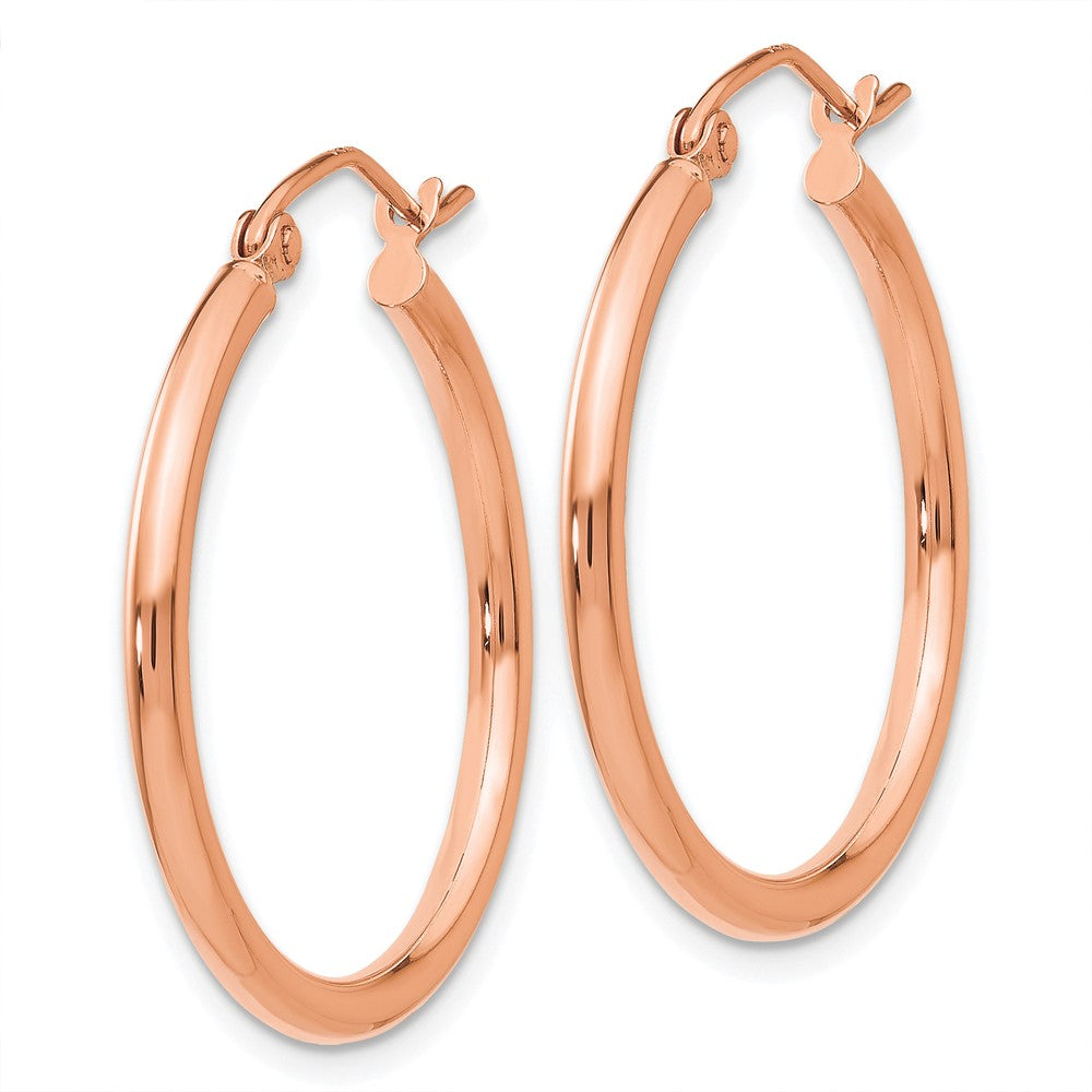 14k Rose Gold 2 mm Lightweight Tube Hoop Earrings (1.37 grams)