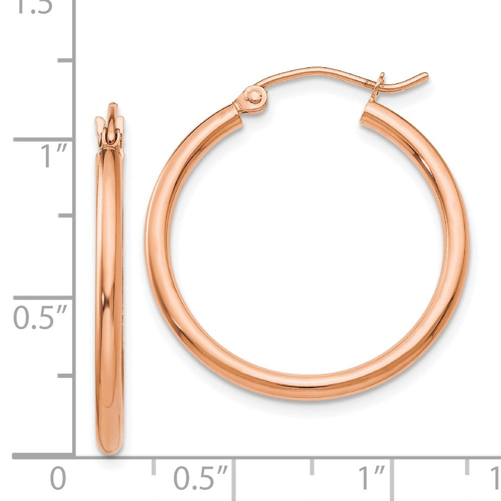 14k Rose Gold 2 mm Lightweight Tube Hoop Earrings (1.37 grams)