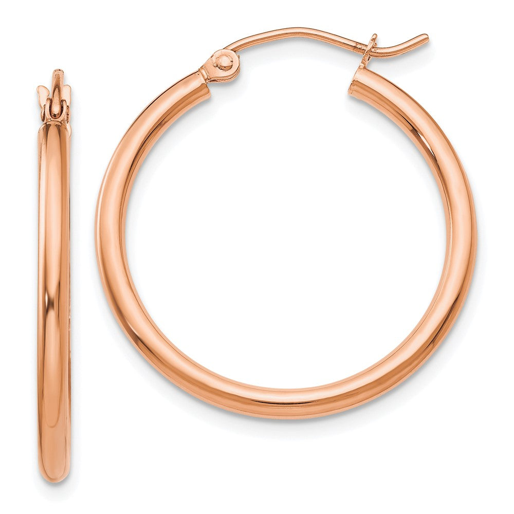 14k Rose Gold 2 mm Lightweight Tube Hoop Earrings (1.37 grams)