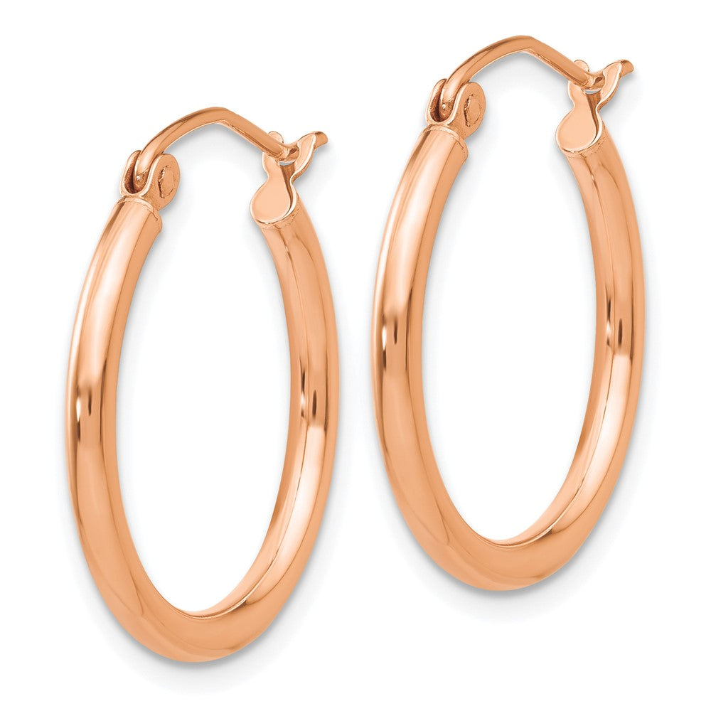 14k Rose Gold 2 mm Lightweight Tube Hoop Earrings (1.16 grams)