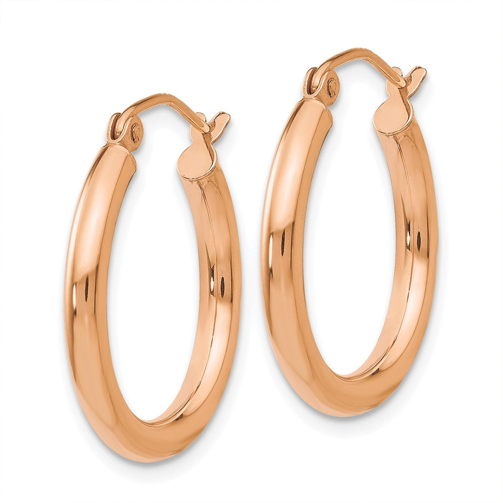 14k Rose Gold 2.5 mm Lightweight Tube Hoop Earrings (1.23 grams)