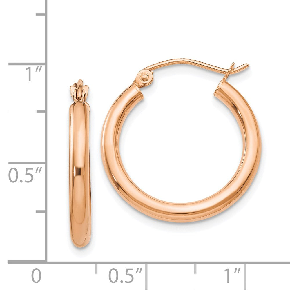 14k Rose Gold 2.5 mm Lightweight Tube Hoop Earrings (1.23 grams)