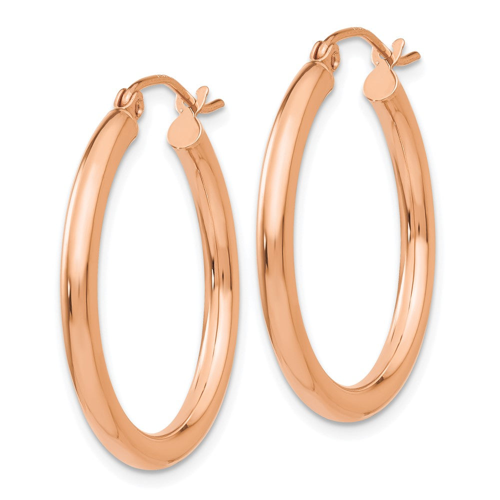 14k Rose Gold 2.5 mm Lightweight Tube Hoop Earrings (1.6 grams)