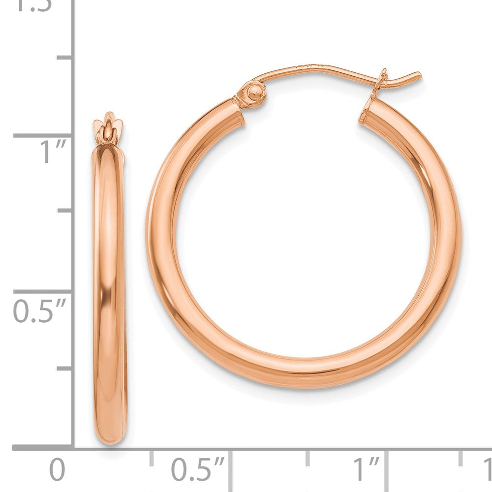 14k Rose Gold 2.5 mm Lightweight Tube Hoop Earrings (1.6 grams)