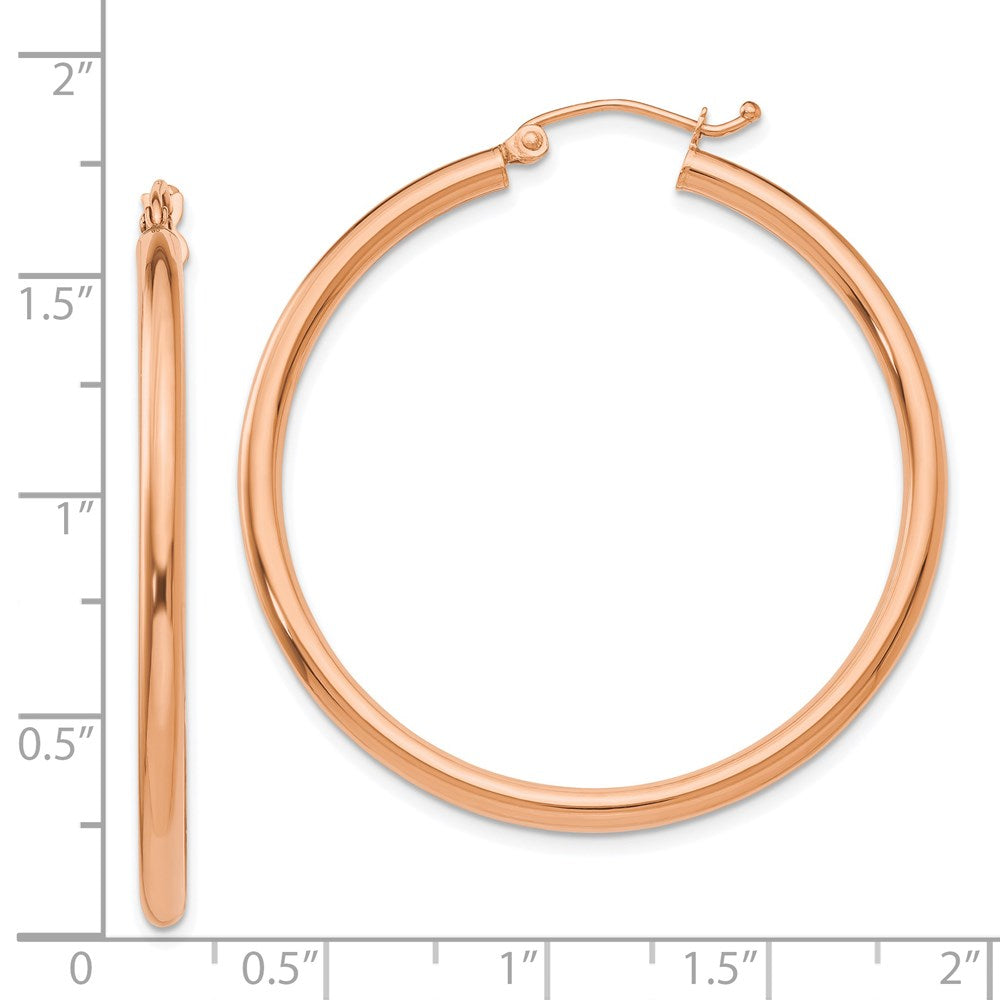 14k Rose Gold 2.5 mm Lightweight Tube Hoop Earrings (2.61 grams)