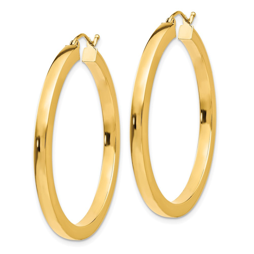 14k Yellow Gold 3 mm Polished Square Hoop Earrings (4.55 grams)