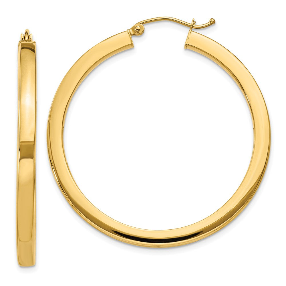 14k Yellow Gold 3 mm Polished Square Hoop Earrings (4.55 grams)