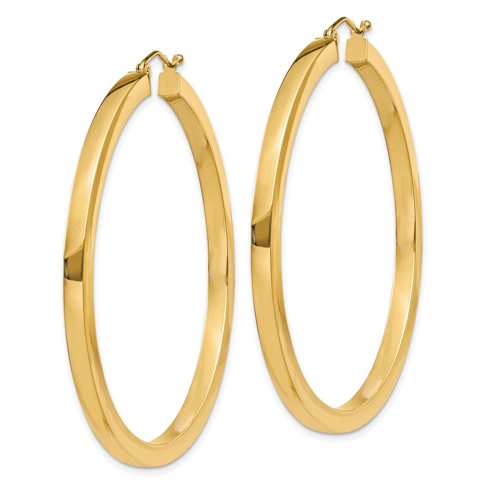 14k Yellow Gold 3 mm Polished Square Hoop Earrings (5.81 grams)