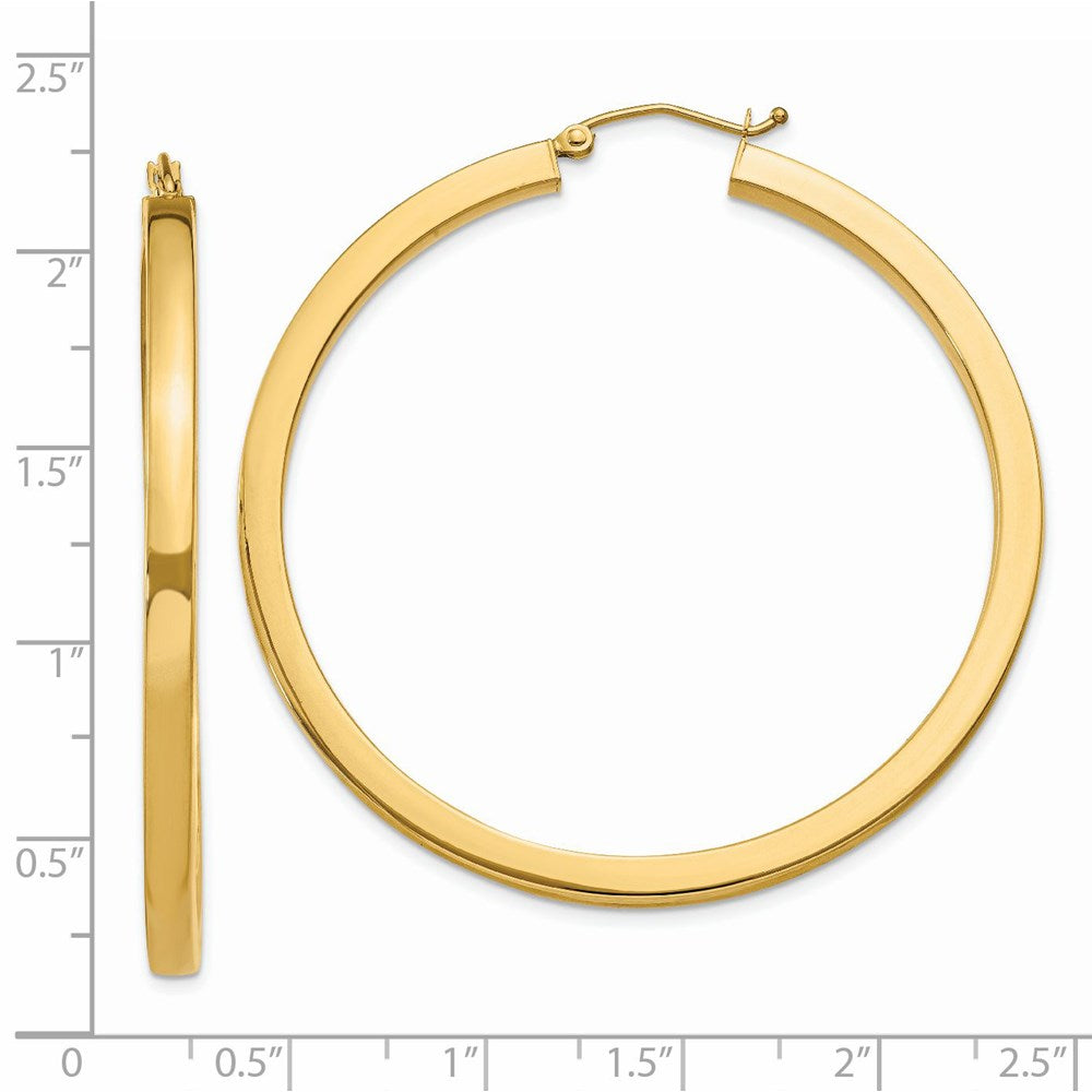 14k Yellow Gold 3 mm Polished Square Hoop Earrings (5.81 grams)