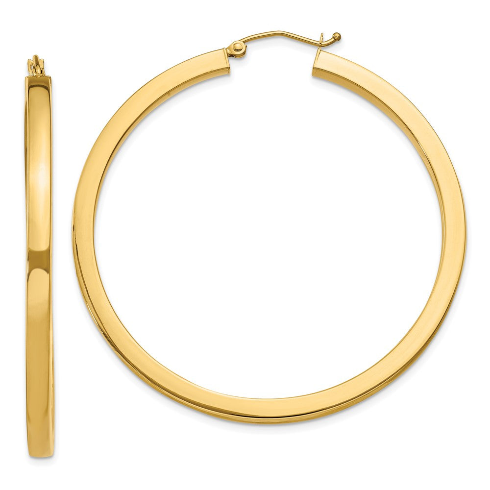 14k Yellow Gold 3 mm Polished Square Hoop Earrings (5.81 grams)