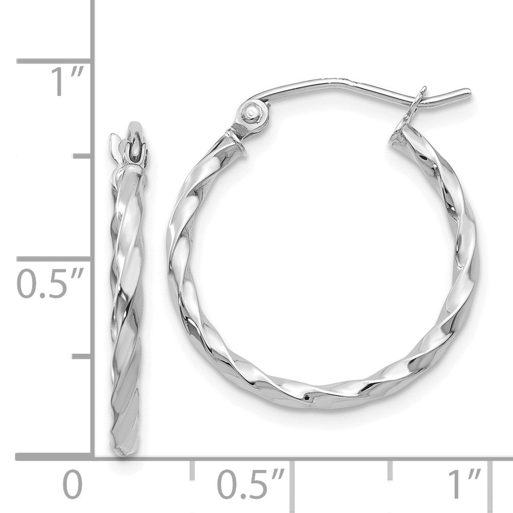 14k White Gold 20 mm WG Twist Polished Hoop Earring (1.19 grams)