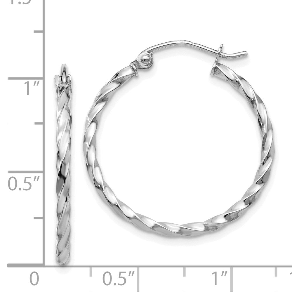 14k White Gold 25.5 mm WG Twist Polished Hoop Earring (1.53 grams)