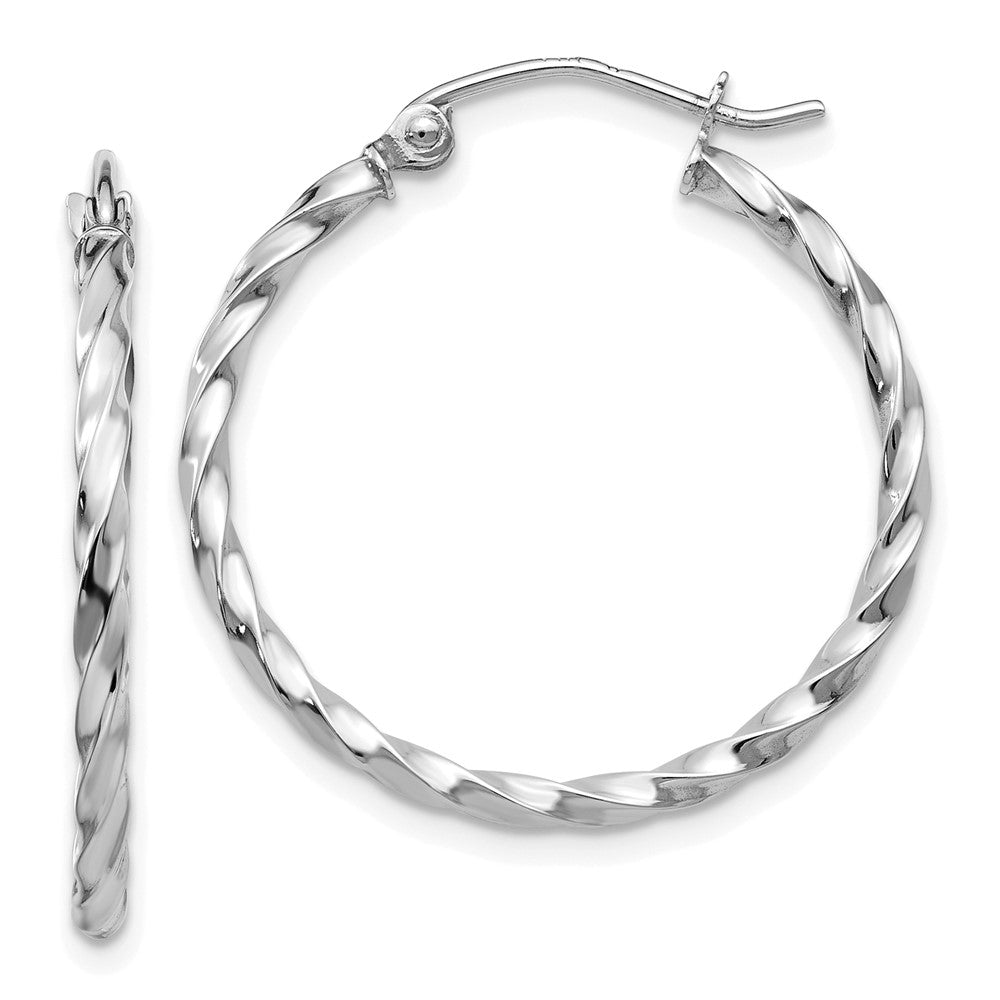 14k White Gold 25.5 mm WG Twist Polished Hoop Earring (1.53 grams)