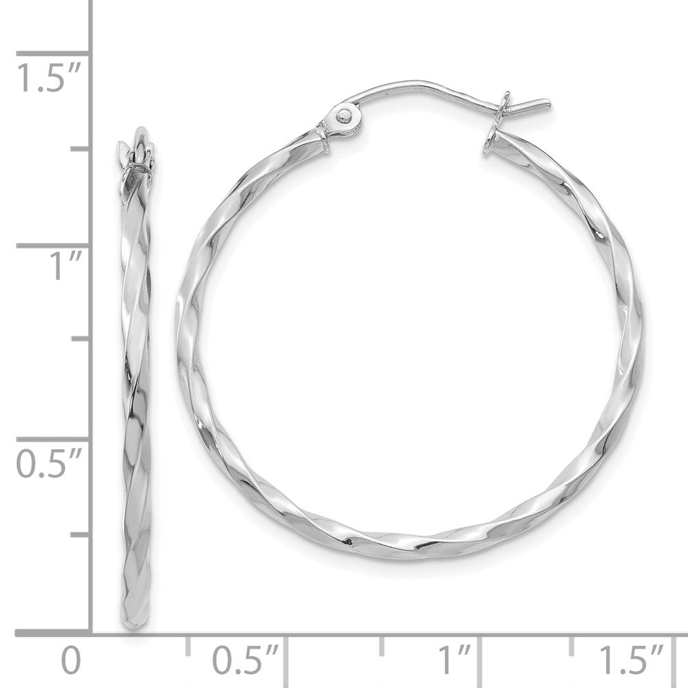 14k White Gold 30.5 mm WG Twist Polished Hoop Earring (1.82 grams)