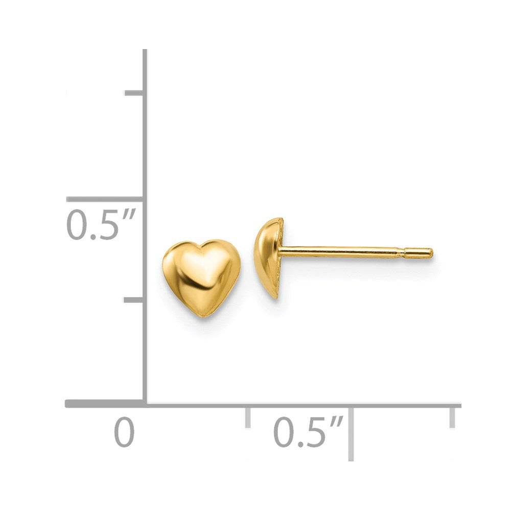 14k Yellow Gold 5 mm Polished Heart Post Stud Earrings (0.68 grams)