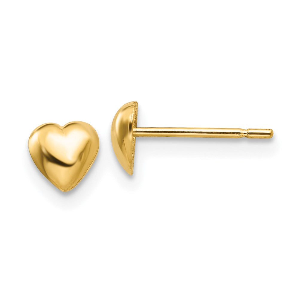 14k Yellow Gold 5 mm Polished Heart Post Stud Earrings (0.68 grams)