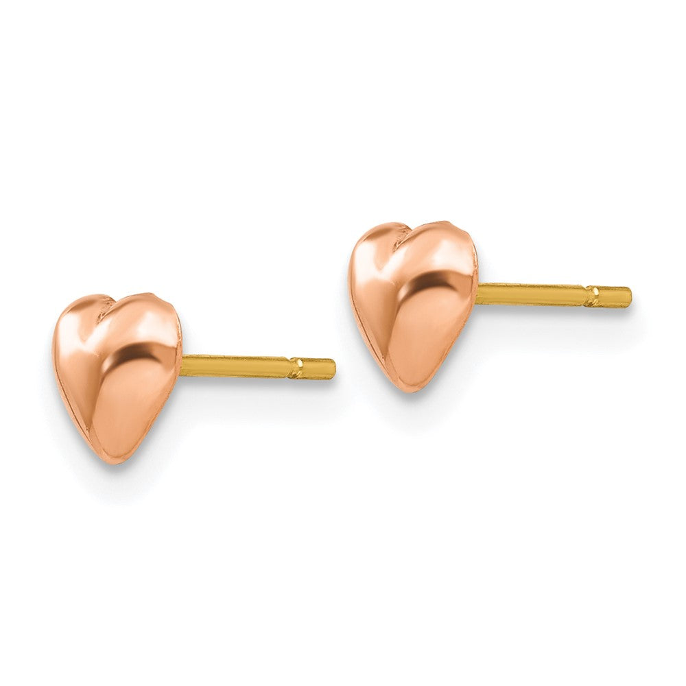 14k Rose Gold 4.65 mm Rose Polished Heart Post Stud Earrings