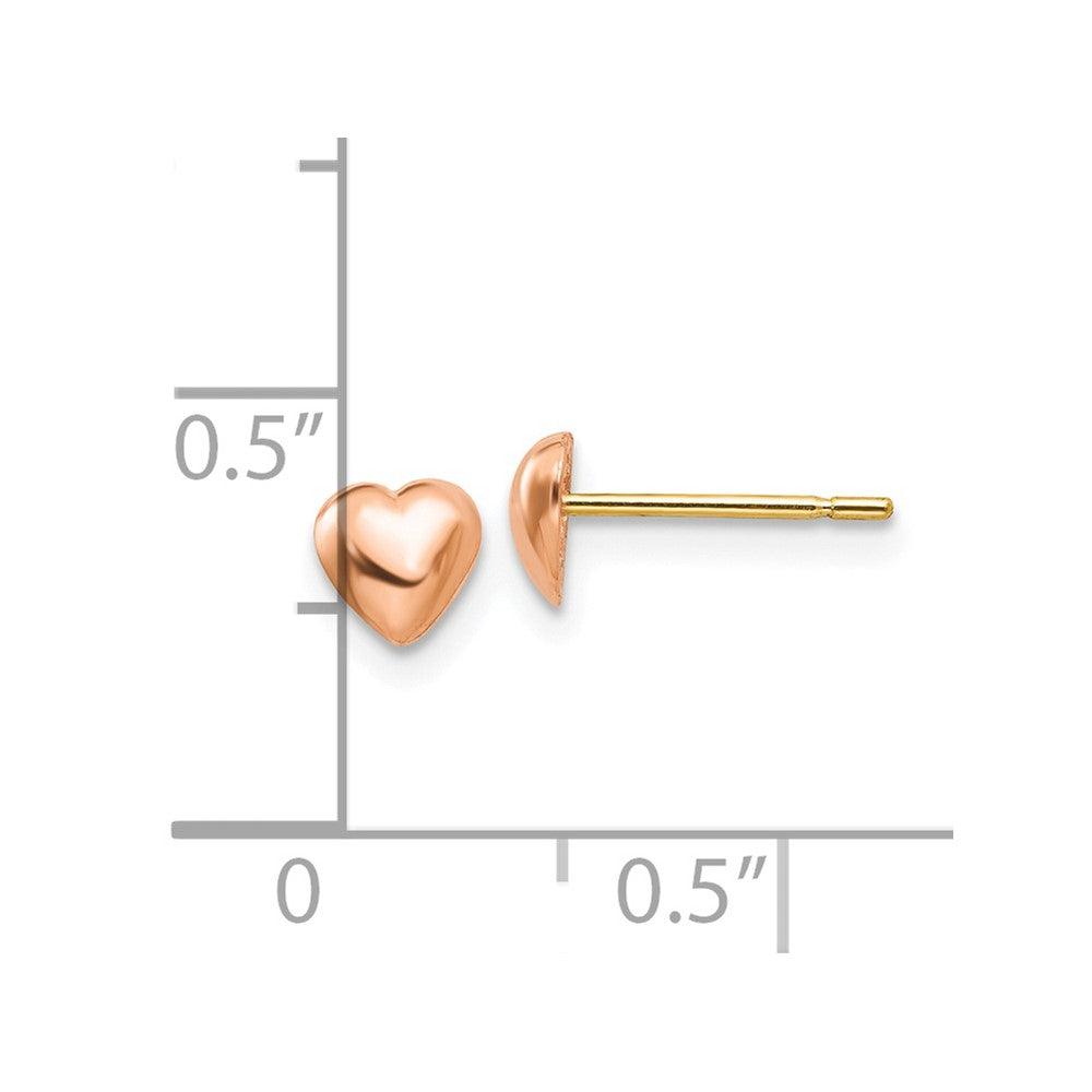 14k Rose Gold 4.65 mm Rose Polished Heart Post Stud Earrings (0.68 grams)