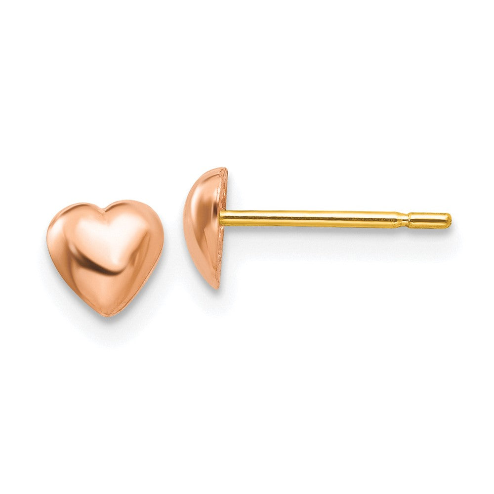 14k Rose Gold 4.65 mm Rose Polished Heart Post Stud Earrings