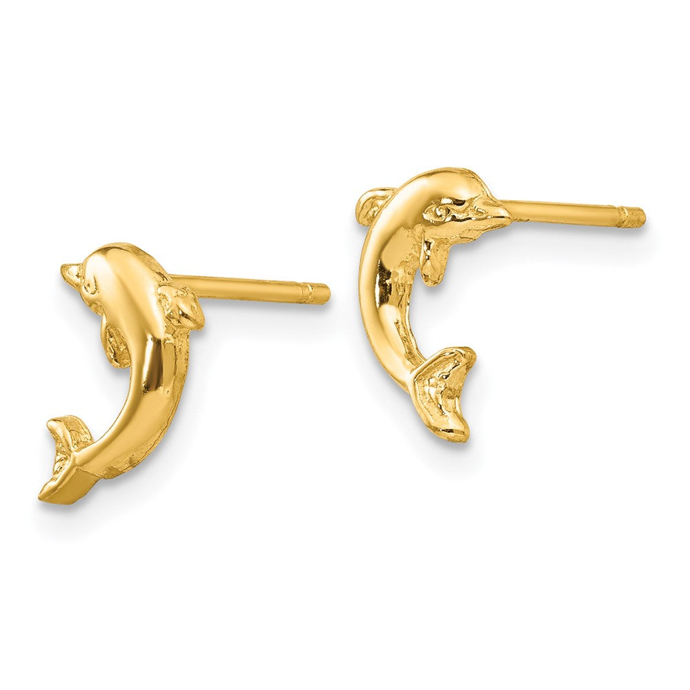 14k Yellow Gold 7 mm Dolphin Post Earrings